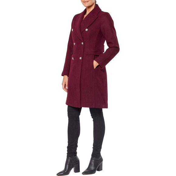 NEW Vince Camuto Double Breasted Wool Blend Coat Women's Size M Deep Purple - Picture 2 of 8